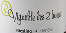Vignoble des 2 lunes - Riesling Genèse - Blanc - 2018